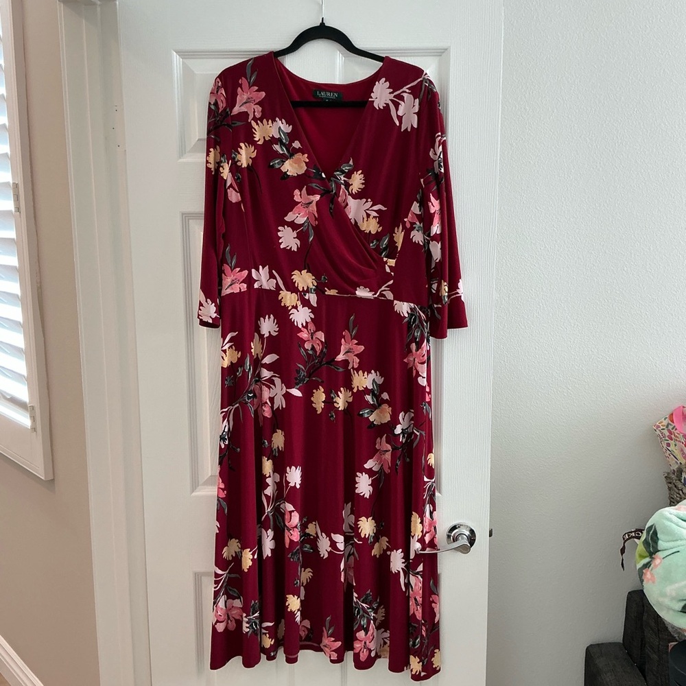 Floral Burgundy Wrap Dress